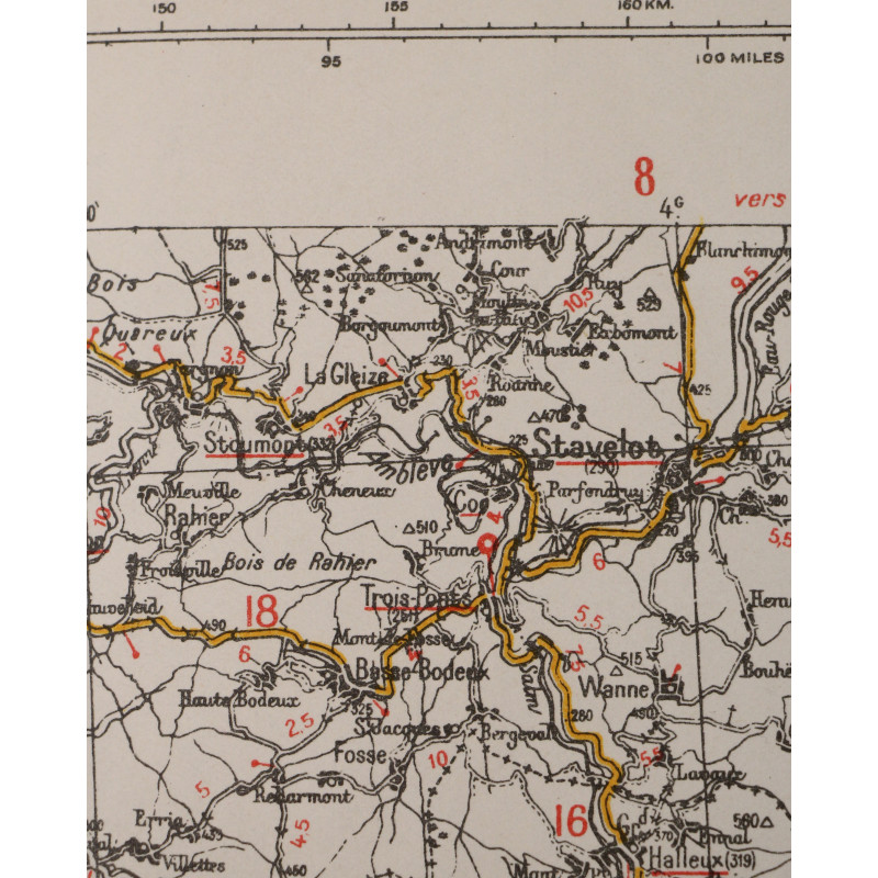 Carte alliés, MONS-LUXEMBOURG, Bataille des Ardennes, 1942