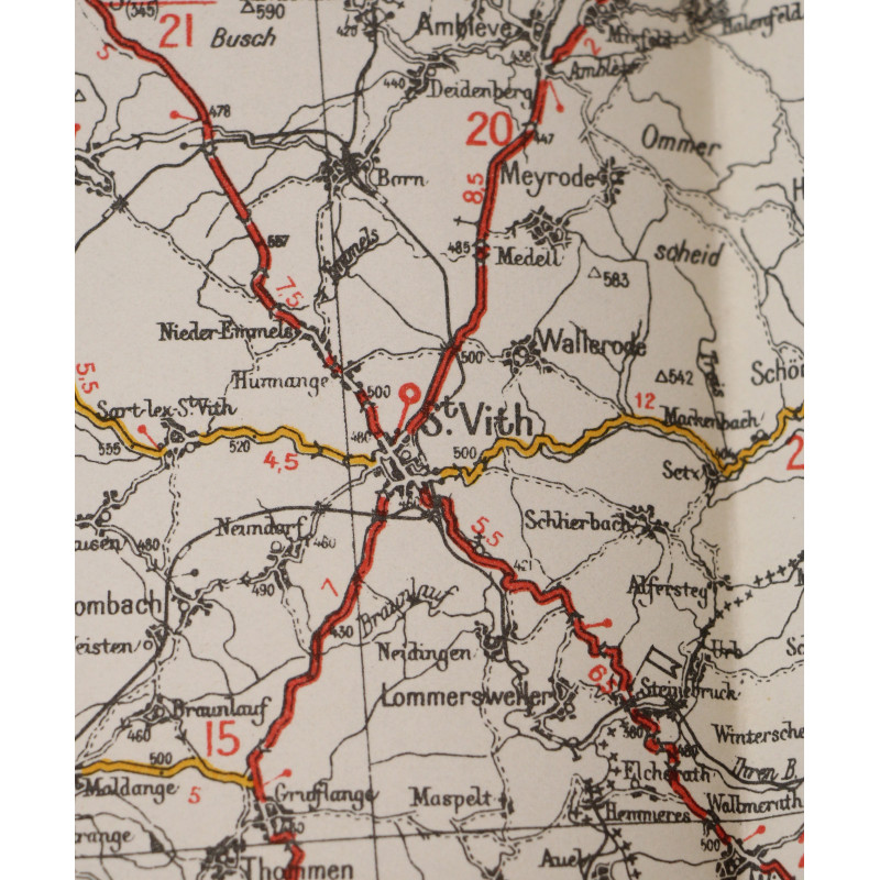 Carte alliés, MONS-LUXEMBOURG, Bataille des Ardennes, 1942