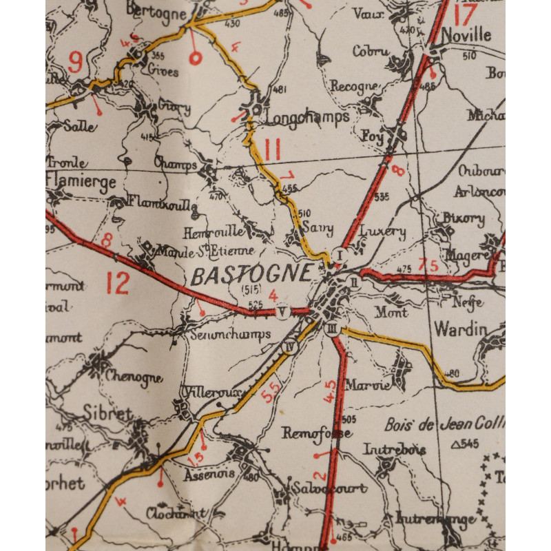 Carte alliés, MONS-LUXEMBOURG, Bataille des Ardennes, 1942