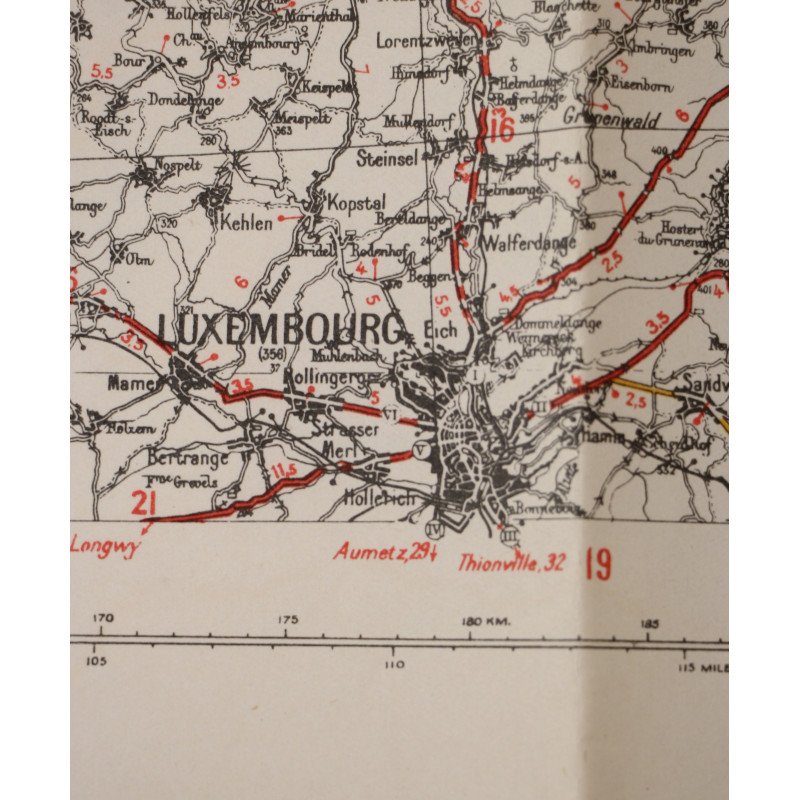 Carte alliés, MONS-LUXEMBOURG, Bataille des Ardennes, 1942