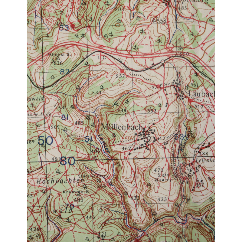 Carte alliée, MAYEN, Allemagne, 1945