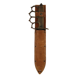 Couteau de tranchée, Knuckle Knife, M1918, L.F. & C., avec fourreau en cuir