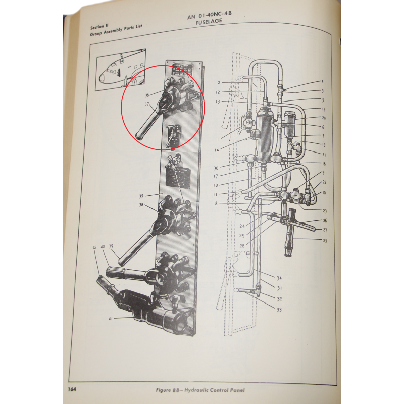 Handle, Engine Selector, Hydraulic Four-Way Valve, C-47 Skytrain, USAAF