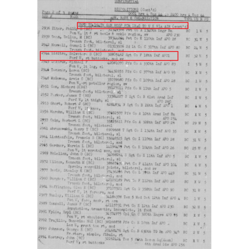 Grouping, Sgt. Salvatore Licitra, Co. F, 18th Inf. Regt., 1st Infantry Division, Jour J, Omaha Beach