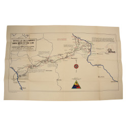 Carte, ADVANCE OF THE 5TH ARMORED VICTORY DIVISION - RHINE RIVER TO THE ELBE, 1945