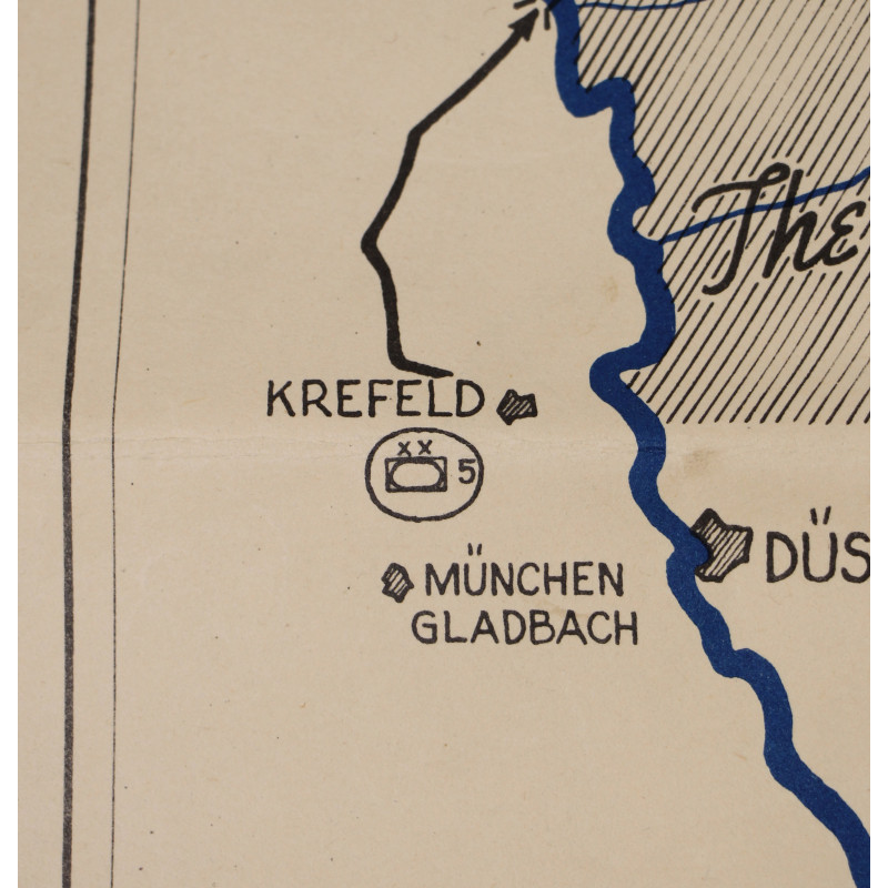 Carte, ADVANCE OF THE 5TH ARMORED VICTORY DIVISION - RHINE RIVER TO THE ELBE, 1945