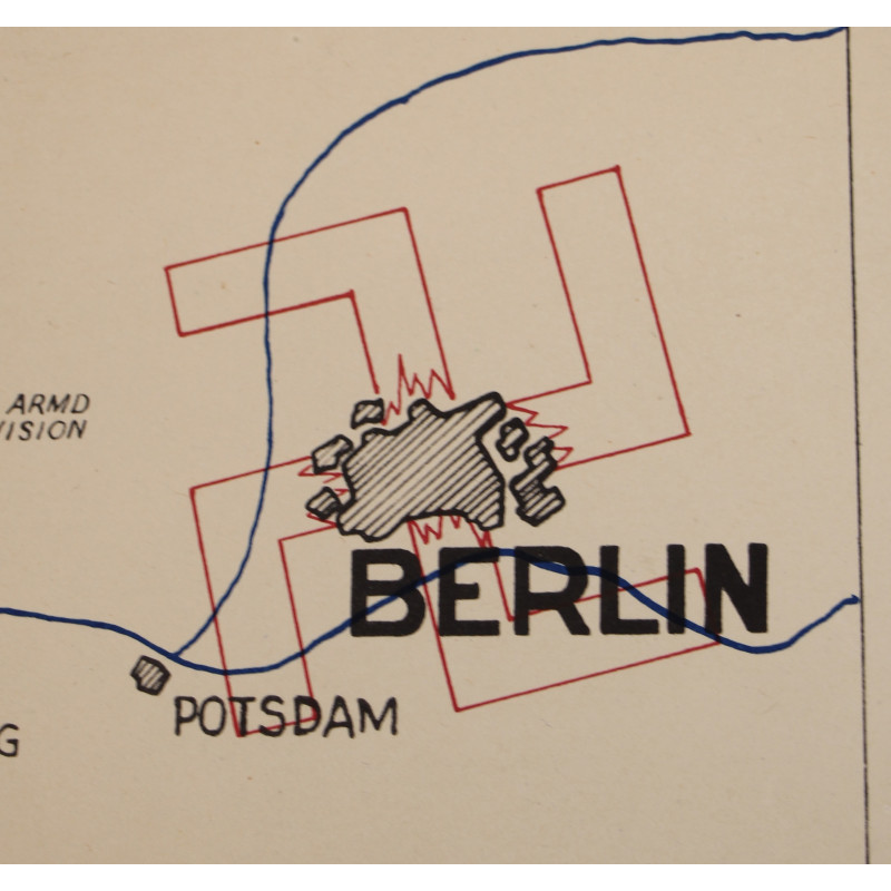 Map, ADVANCE OF THE 5TH ARMORED VICTORY DIVISION - RHINE RIVER TO THE ELBE, 1945