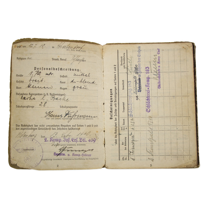 Soldbuch, Ob. Gefr. Hans Fuhrmann, Heer, 83. Infanterie-Division, Front de l'Est