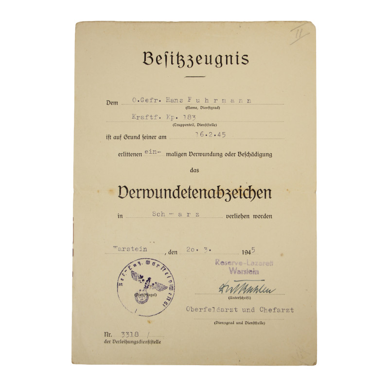 Soldbuch, Ob. Gefr. Hans Fuhrmann, Heer, 83. Infanterie-Division, Front de l'Est