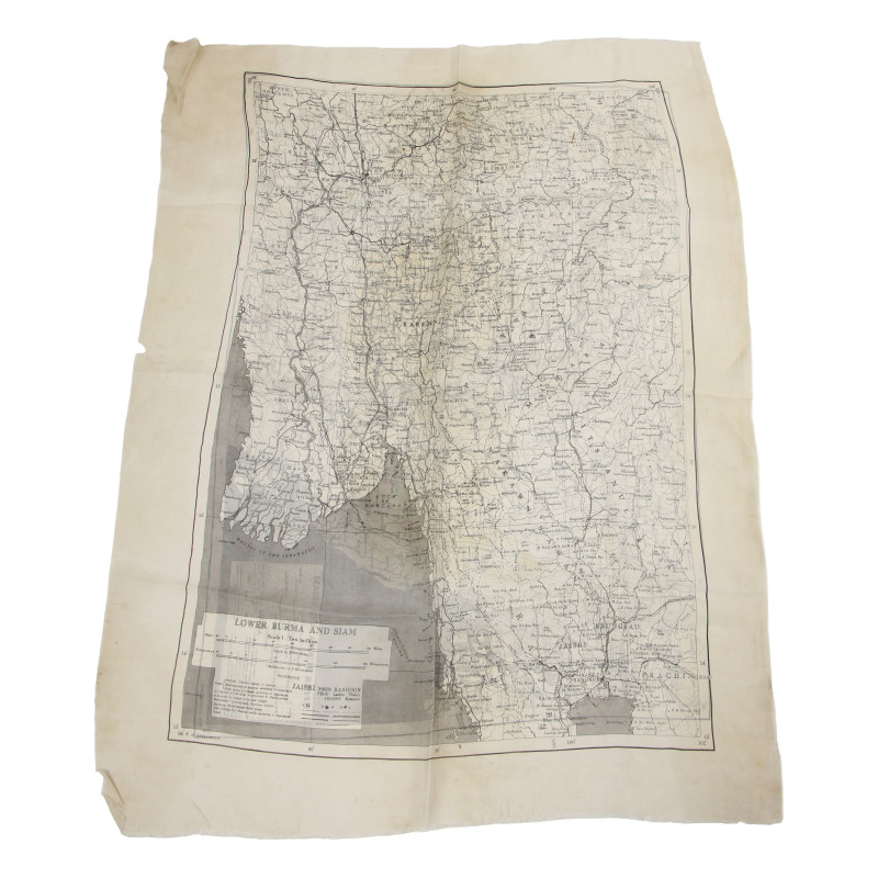Carte d'évasion en soie, MI 9, LOWER BURMA AND SIAM