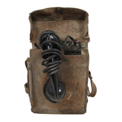 Téléphone de campagne EE-8-A, Signal Corps, avec sacoche en cuir