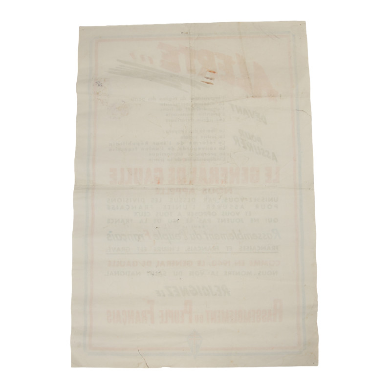 Poster, ALERTE... Le Général De Gaulle nous appelle, RPF, 1947