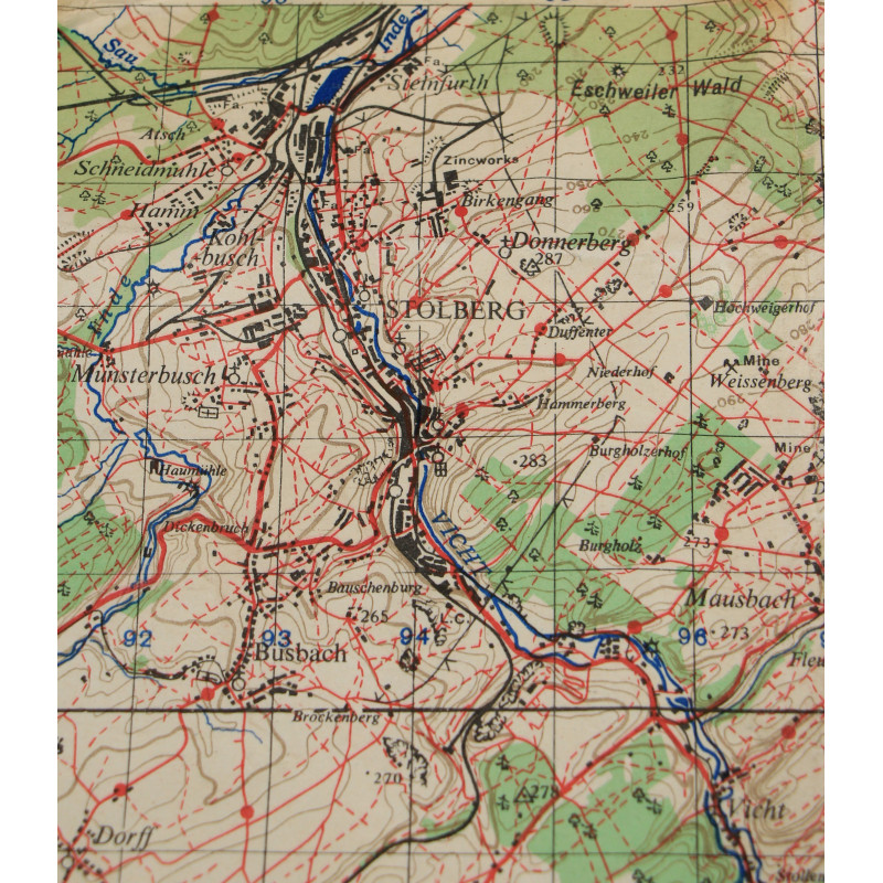 Carte alliée, SCHLEIDEN, Allemagne, 1945