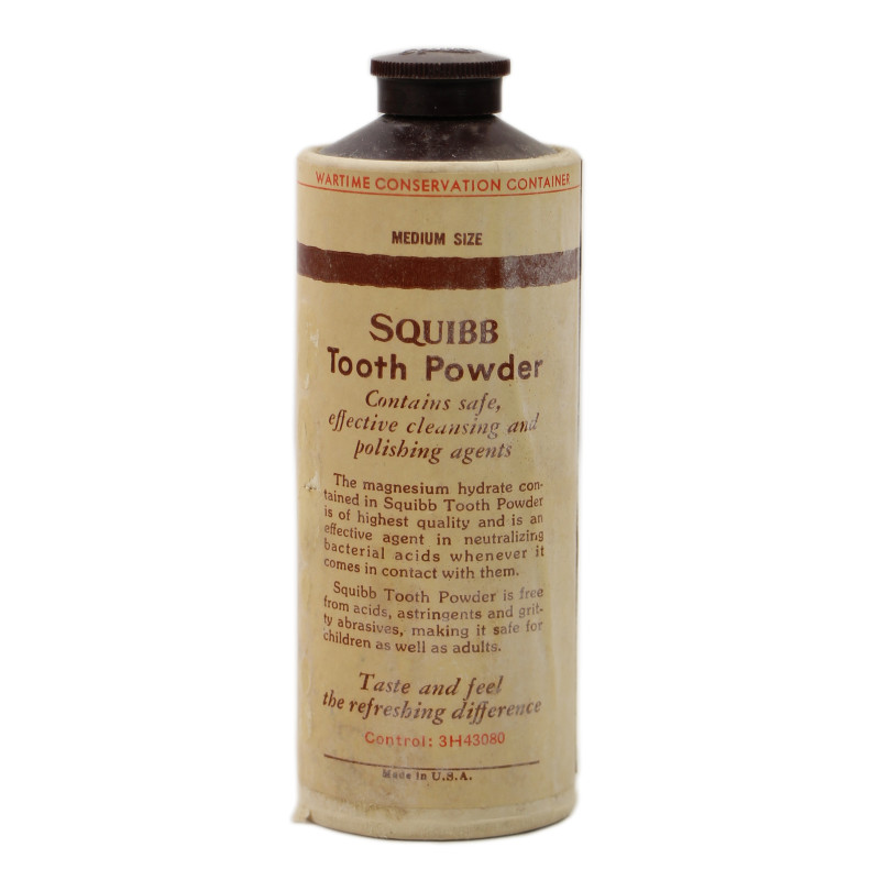 Dentifrice en poudre, E.R. SQUIBB & SONS, Wartime Conservation Container