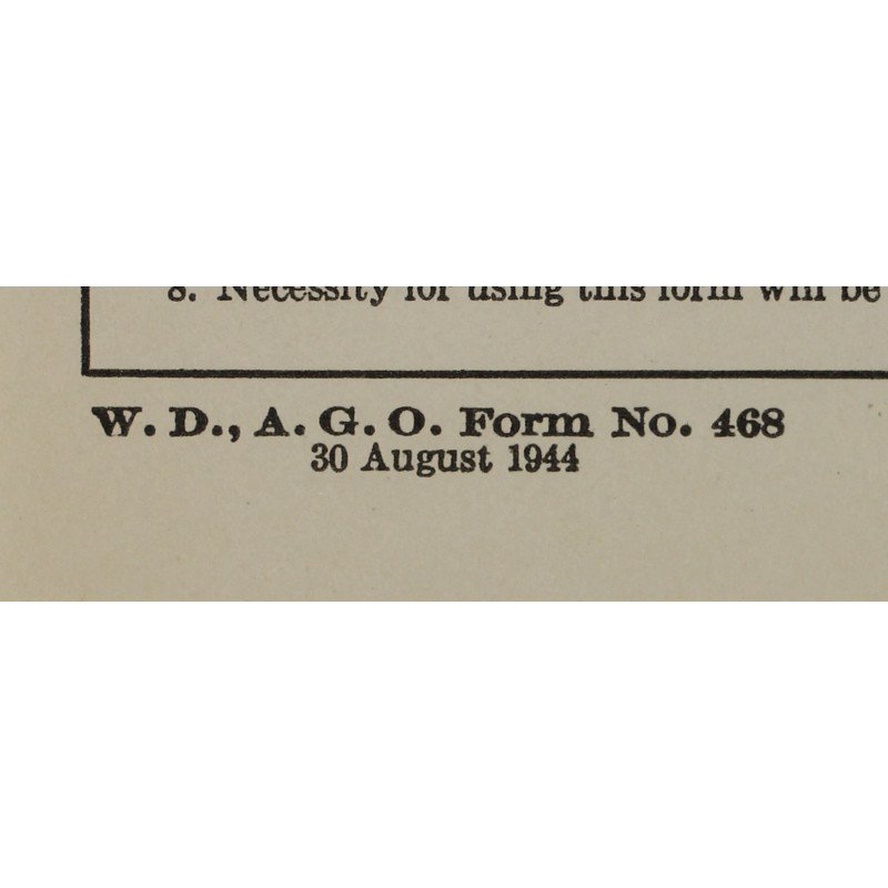 Formulaire de non-satisfaction de l'équipement, US Army, 1944