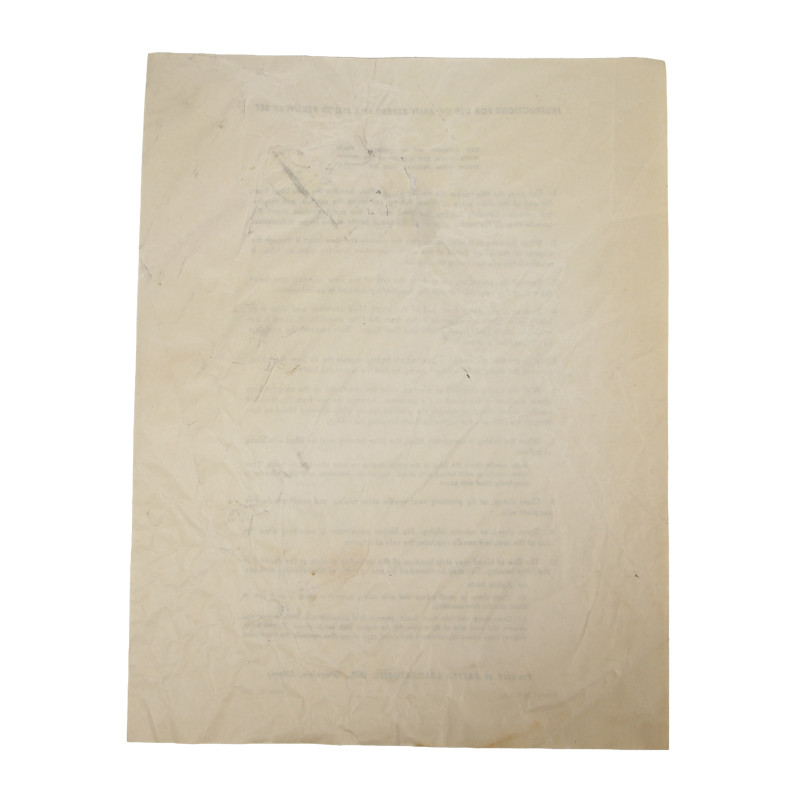 Notice d'instructions du système de transfusion sanguine, 1945