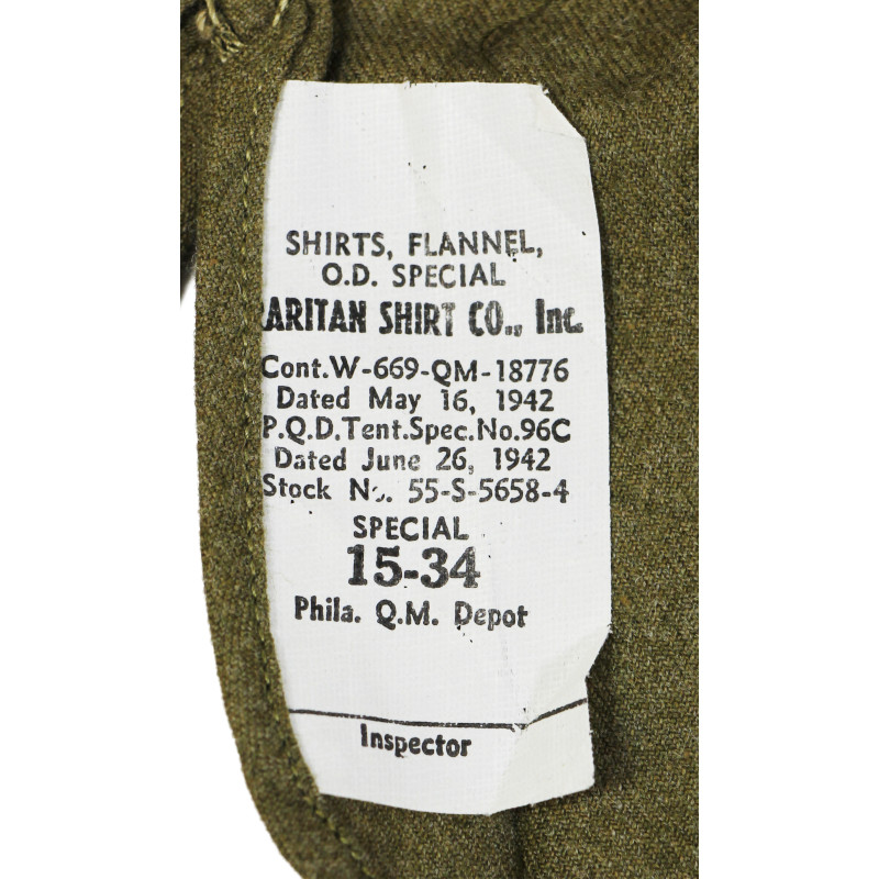 Chemise moutarde, Special, 15 x 34, 1942, Raritan Shirt Co., état neuf