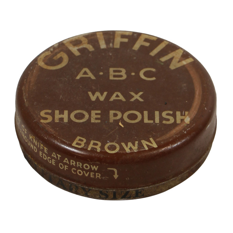 Boîte de cirage, Griffin, A-B-C Wax Shoe Polish, Brown, vide