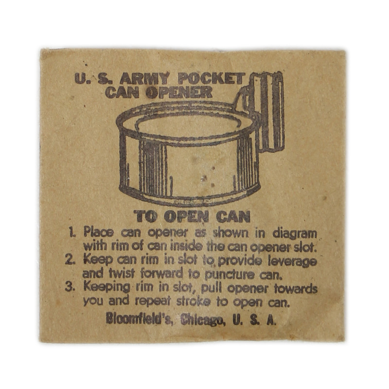 Ouvre-boîte P-38, Bloomfield's, US Army, neuf