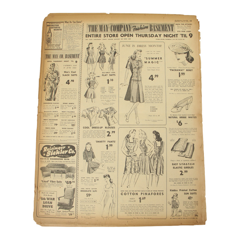 Journal, The Baltimore News-Post, YANKS SMASH NAZIS BACK AT CARENTAN, 14 juin 1944