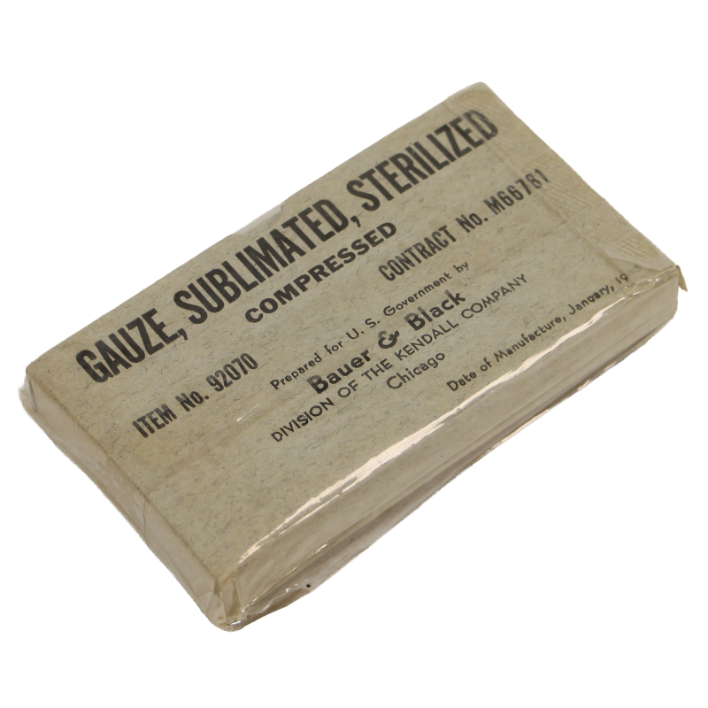 Bandage, Gauze, Sublimated, Sterilized, Item No. 92070, janvier 1943