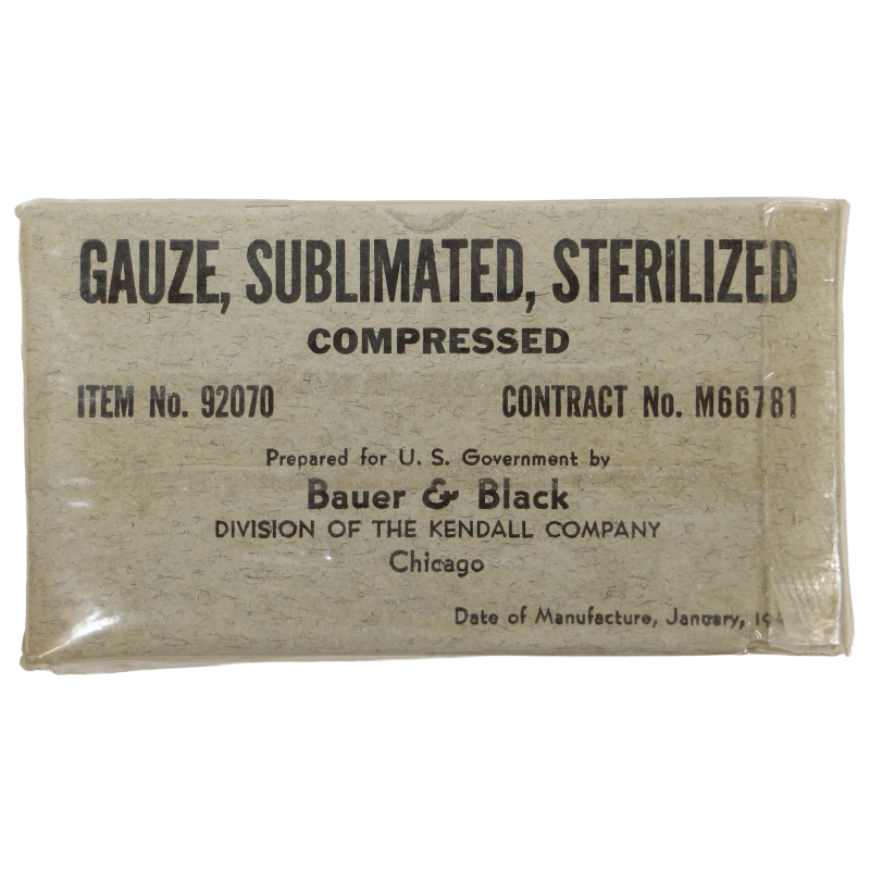 Gauze, Sublimated, Sterilized, Item No. 92070, January 1943