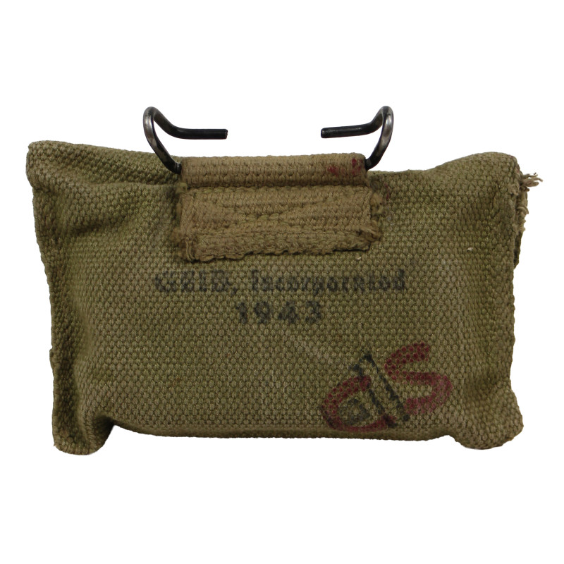 Pouch, First-Aid, M-1942, GEIB, Incorporated 1943, with Packet, First-Aid, Carlisle