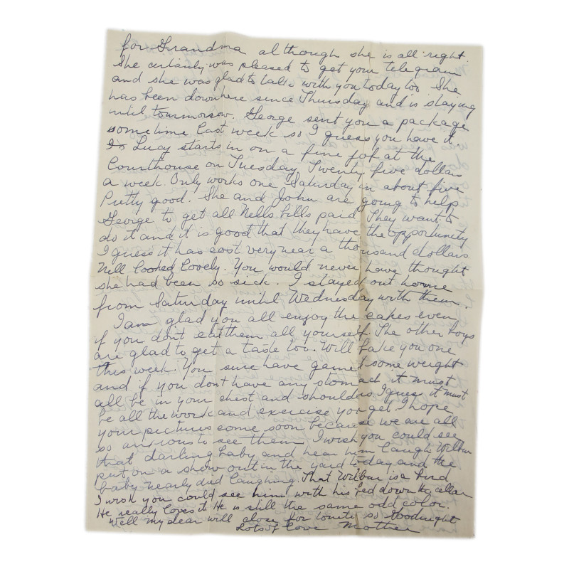 Lettre, Pvt. Ray Geddes, Camp Toccoa, 501st PIR, 22 février 1943
