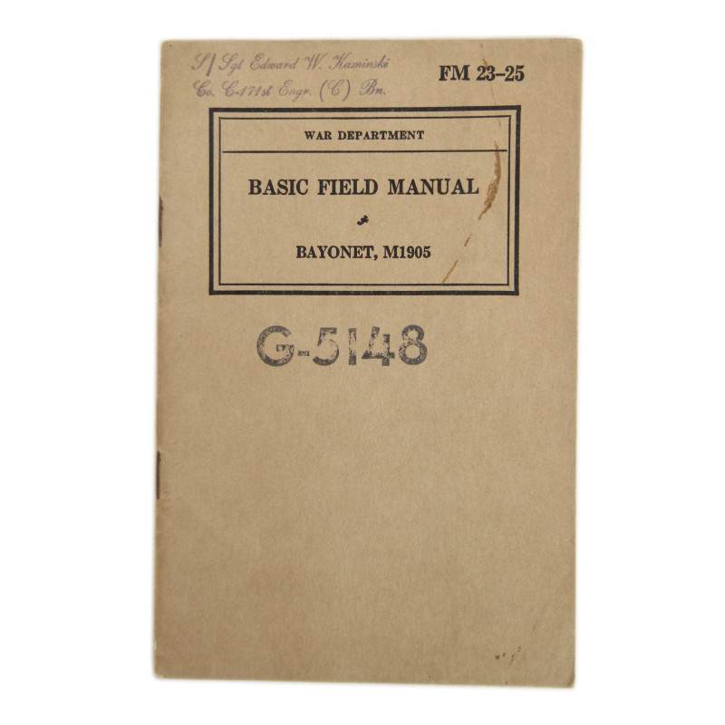 Manuel de campagne, FM 23-25 Bayonet M1905, Sgt. Allen Guy, 171st Engineer Combat Bn.