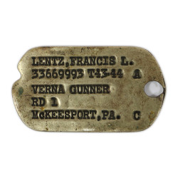 Plaque d'identité, Dog Tag, Cpl. Francis Lentz, Co. B, 94th Medical Gas Treatment Bn., ETO