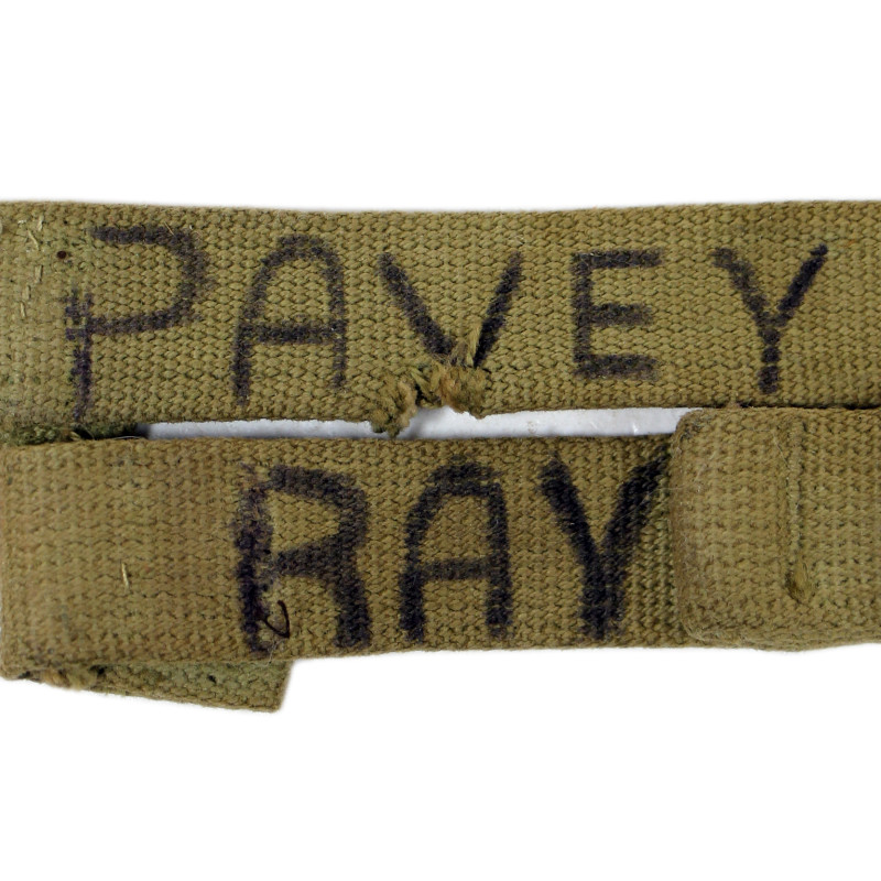 Chinstrap, Canvas, M1 Helmet, Sgt. Ray Pavey, Co. E, 1303rd Engineer General Service Regiment, ETO & PTO