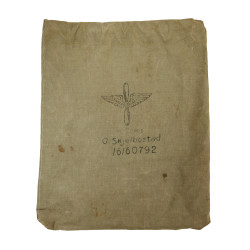 Sac en toile, effets personnels, 1st Lt. Odmor Skjelbostad, 361th FS, 356th FG, 8th Air Force, USAAF, ETO