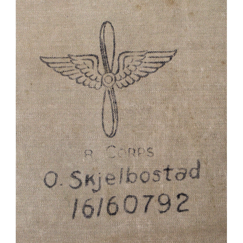 Sac en toile, effets personnels, 1st Lt. Odmor Skjelbostad, 361th FS, 356th FG, 8th Air Force, USAAF, ETO