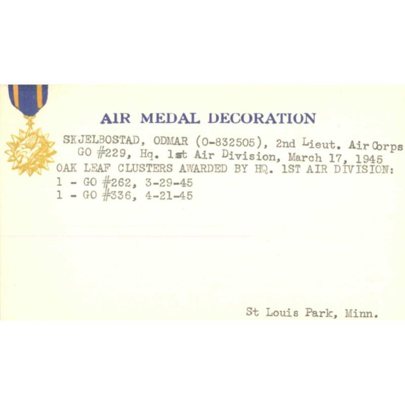 Sac en toile, effets personnels, 1st Lt. Odmor Skjelbostad, 361th FS, 356th FG, 8th Air Force, USAAF, ETO
