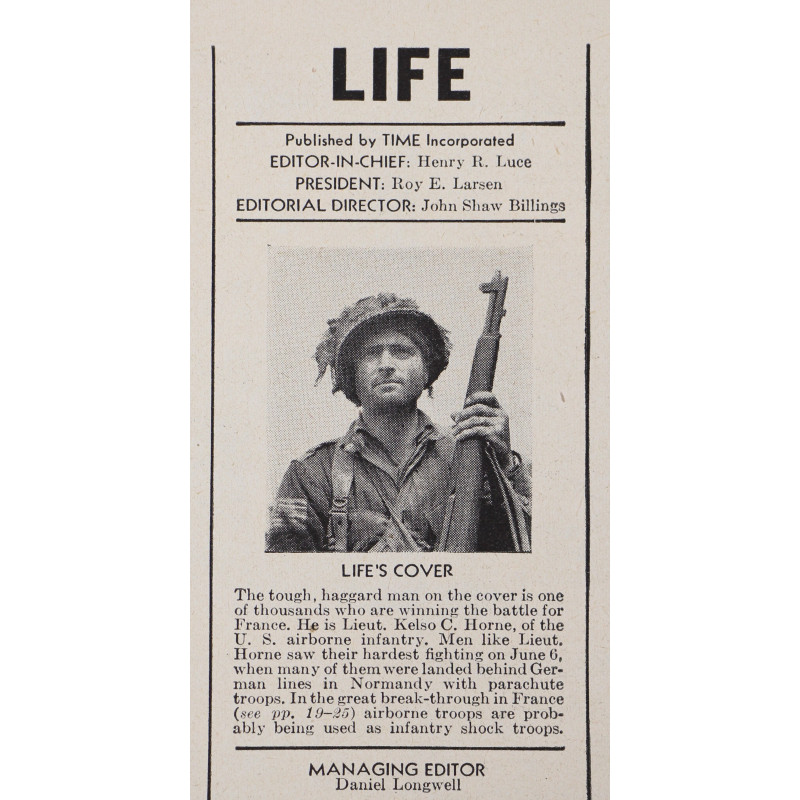 Magazine LIFE, 2nd Lt. Kelso Horne, 508th PIR, 82nd Airborne Division, 14 août 1944