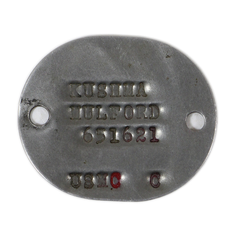 Plaque d'identité, USMC, Sgt. Michael Kushma, 7th Marine Regt., 1st Marine Division, WIA, 1950, Guerre de Corée