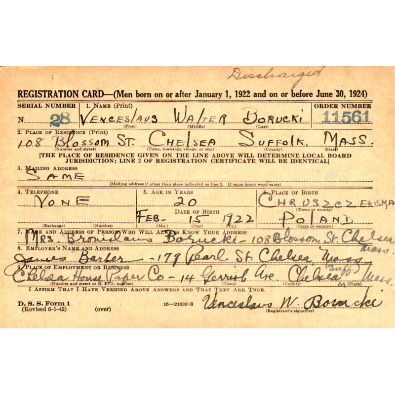 Grouping, Pvt. Venceslaus Borucki, Co. B, 307th Airborne Eng. Bn., 82nd Airborne Division, Jour J, WIA & POW