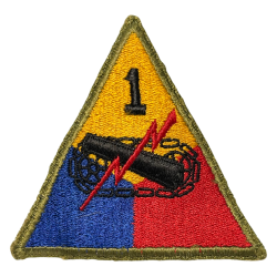 Insigne, 1st Armored Division, MTO, dos vert, 1943