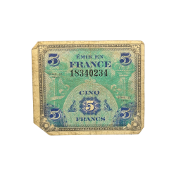 Billet drapeau (billet d'invasion), 5 francs, 1944