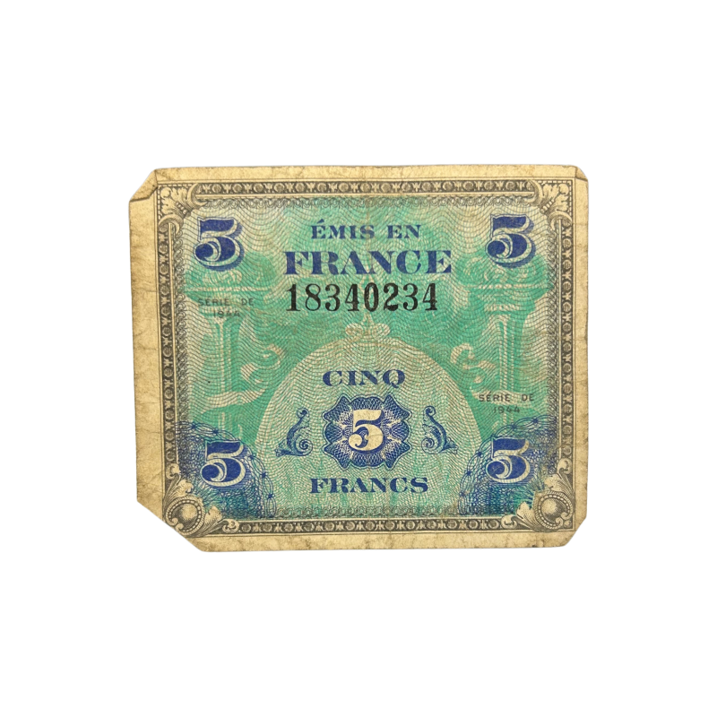 Billet drapeau (billet d'invasion), 5 francs, 1944