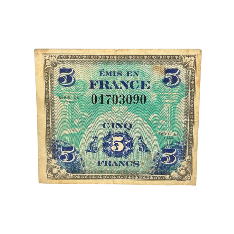 Billet drapeau (billet d'invasion), 5 francs, 1944