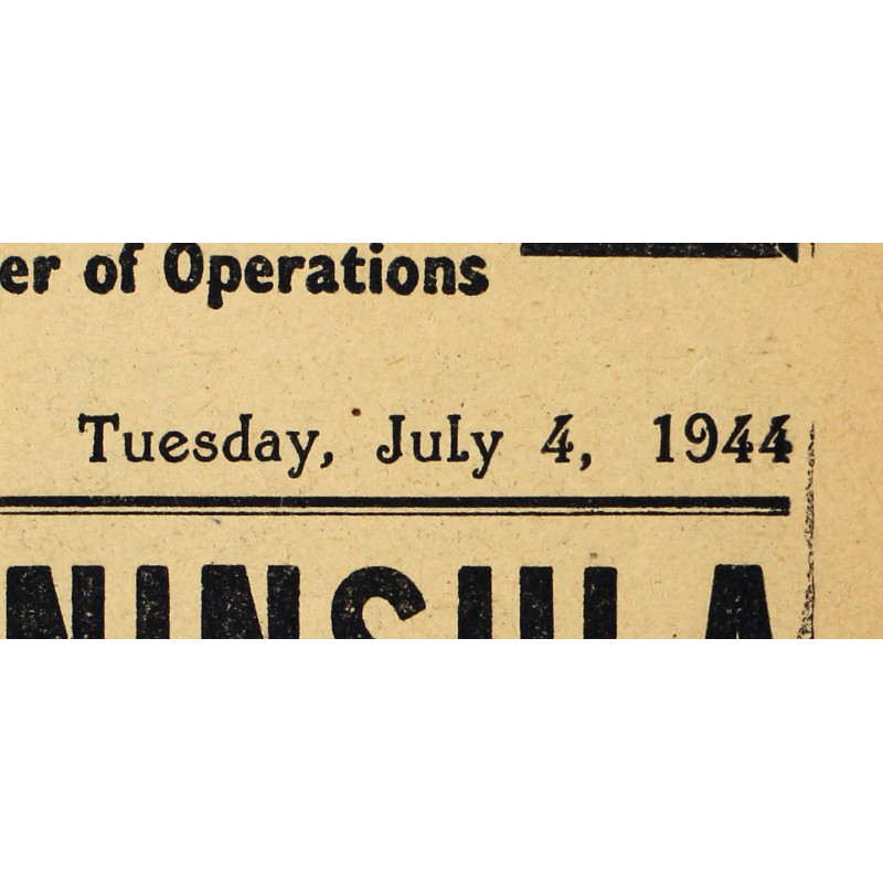 Journal, The Stars and Stripes, Vol. 1, No. 1, "Yanks Launch New Attack on Peninsula", 4 juillet 1944