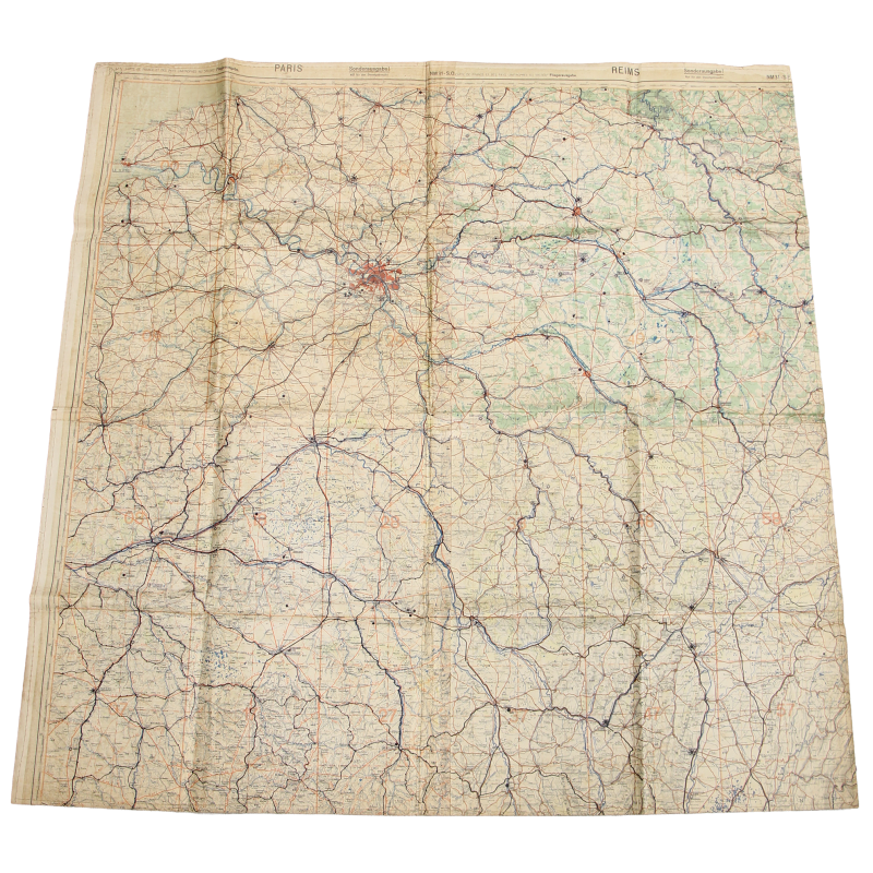 Chart, Navigation, Luftwaffe, PARIS-REIMS-TOURS-DIJON, 1:500,000, Laminated