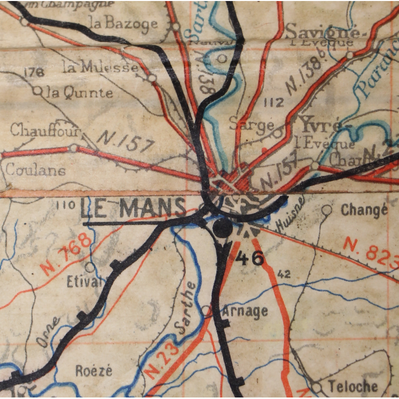 Chart, Navigation, Luftwaffe, PARIS-REIMS-TOURS-DIJON, 1:500,000, Laminated