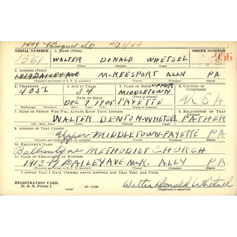 Grouping, Maj. Walter Whetsel, Chaplain, 359th Engineer General Service Regt., ETO
