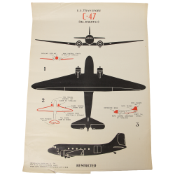 Poster d'identification, C-47 Skytrain, USAAF, 1942