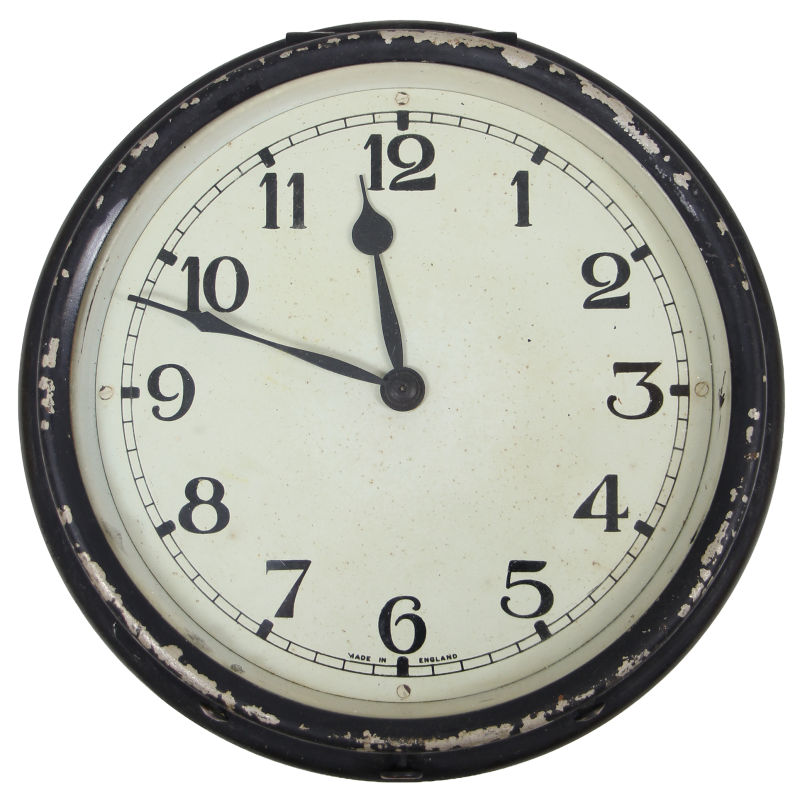 Clock, Wall, RAF Station, A♔M, Made in England, 1943