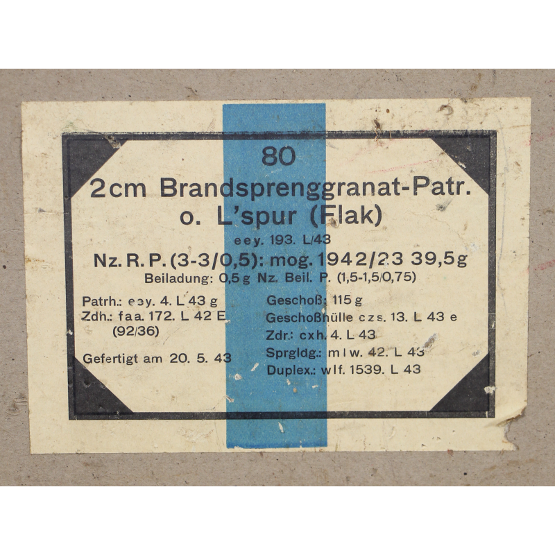 Caisse à munitions allemande, 2 cm Flak, 1943