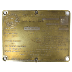 Plate, Engine, Aircraft, PRATT & WHITNEY, PB4Y-2 Privateer, US Navy