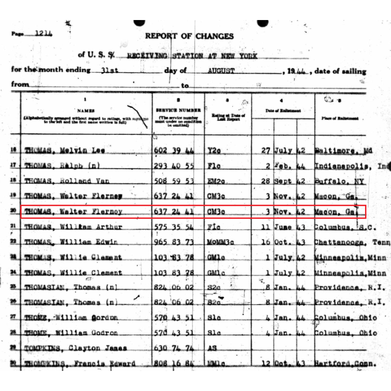 Pass, HQ, SBS, SOS, ETOUSA, CM3c Walter Thomas, 2nd NBB, MTO & ETO